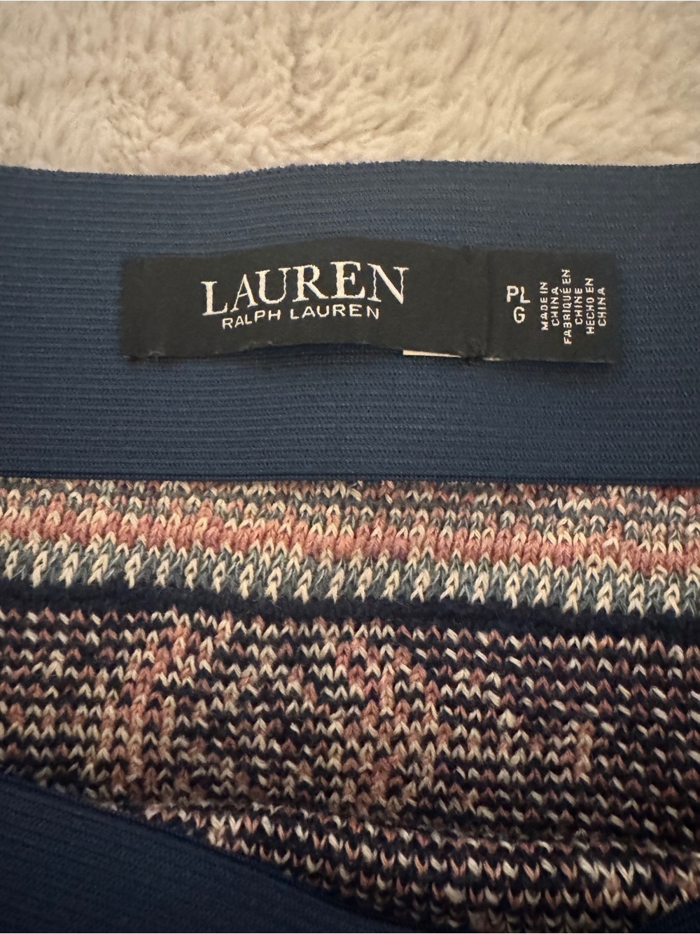 Lauren Ralph Lauren Navy and Rose Patterned Knit Midi Skirt - Picture 10 of 11